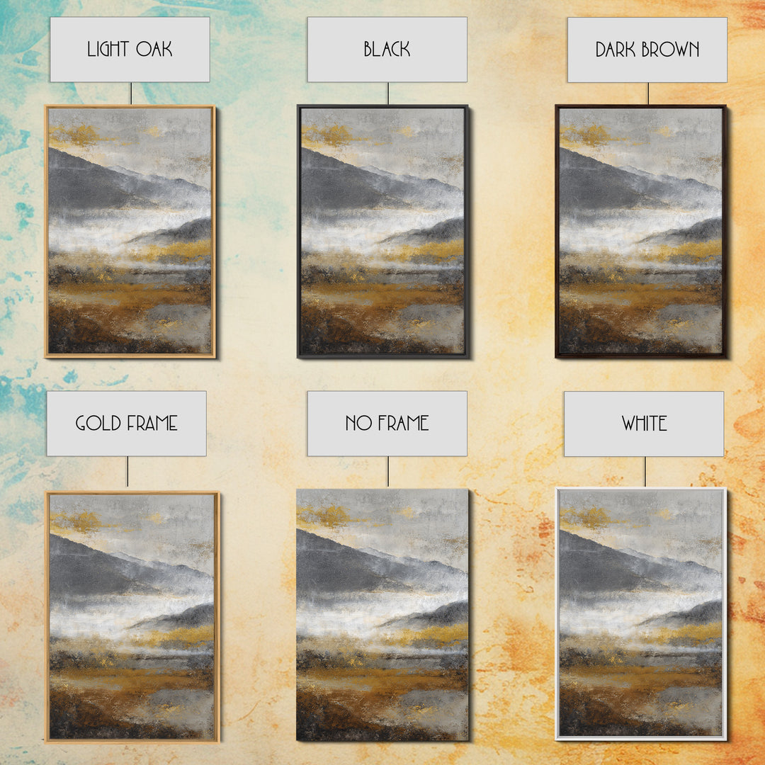 Charcoal Mountain Landscape Framed Canvas Print, Monochrome Art, Wall Art, Living Room Decor, Fine Art, Mono, Abstract Art, MON-2x3-60