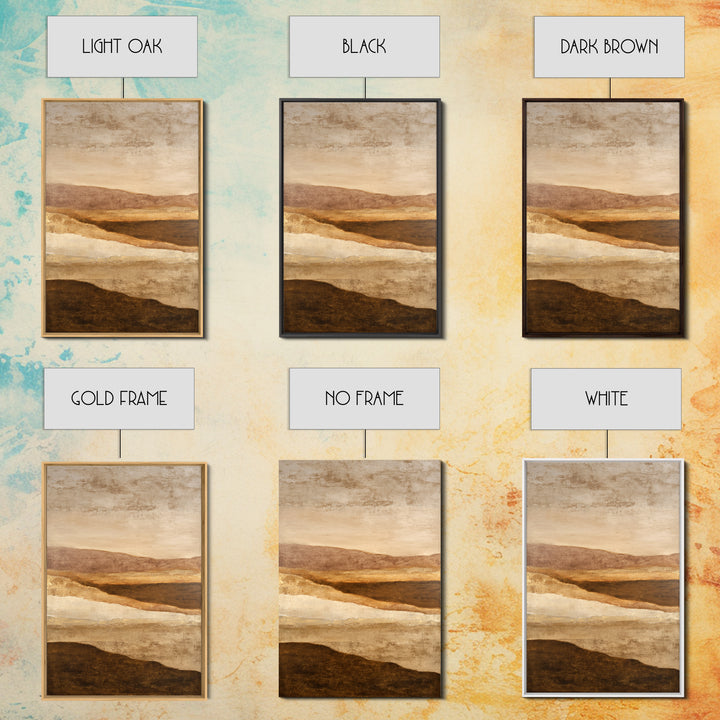 Warm Brown Desert Landscape Canvas Print, Monochrome Art, Digital Wall Art, Living Room Decor, Oil Painting, Mono, MON-2x3-65