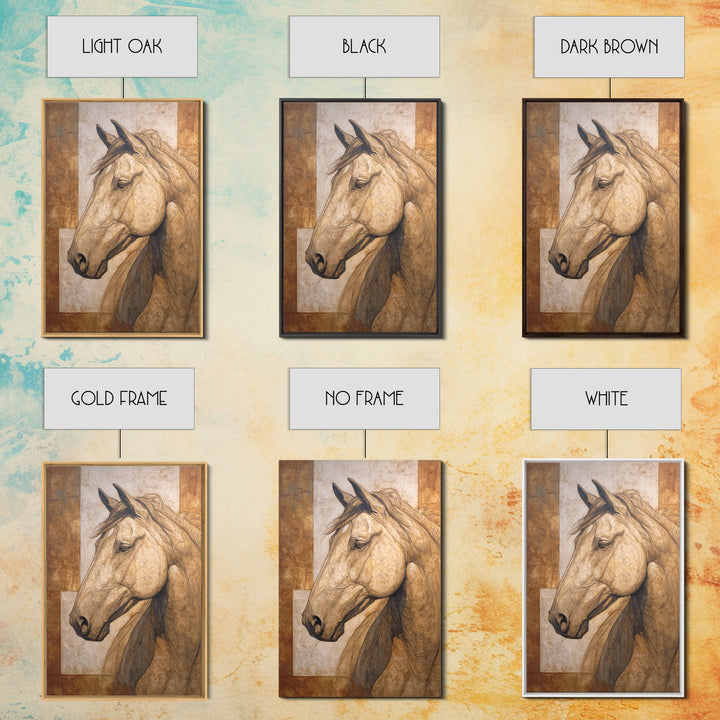 Sepia Horse Portrait Canvas Print, Monochrome Art, Art Print, Living Room Decor, Mono, Printable Art, Dark Academia Decor, MON-2x3-82