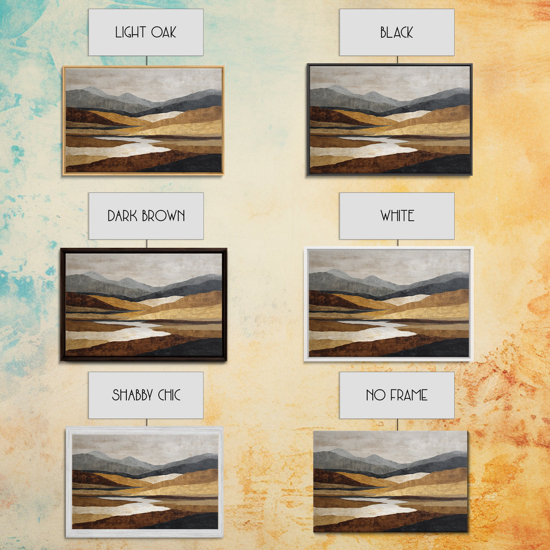 Warm Brown Desert Landscape Framed Canvas Print, Monochrome Art, Digital Print, Living Room Decor, Fine Art, Mono, Modern Art, MON-3x2-13