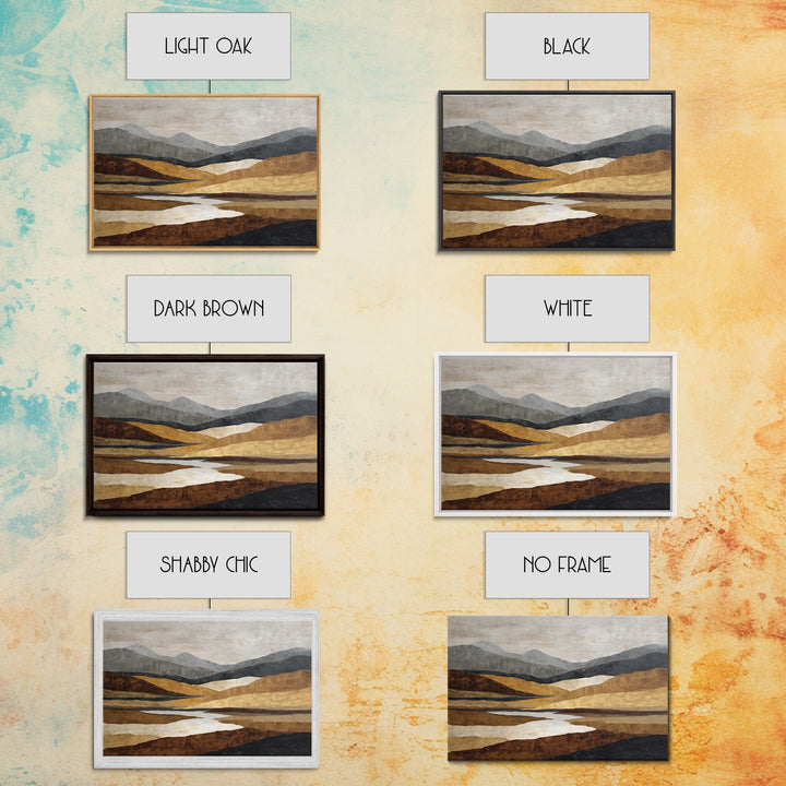 Warm Brown Desert Landscape Framed Canvas Print, Monochrome Art, Digital Print, Living Room Decor, Fine Art, Mono, Modern Art, MON-3x2-13