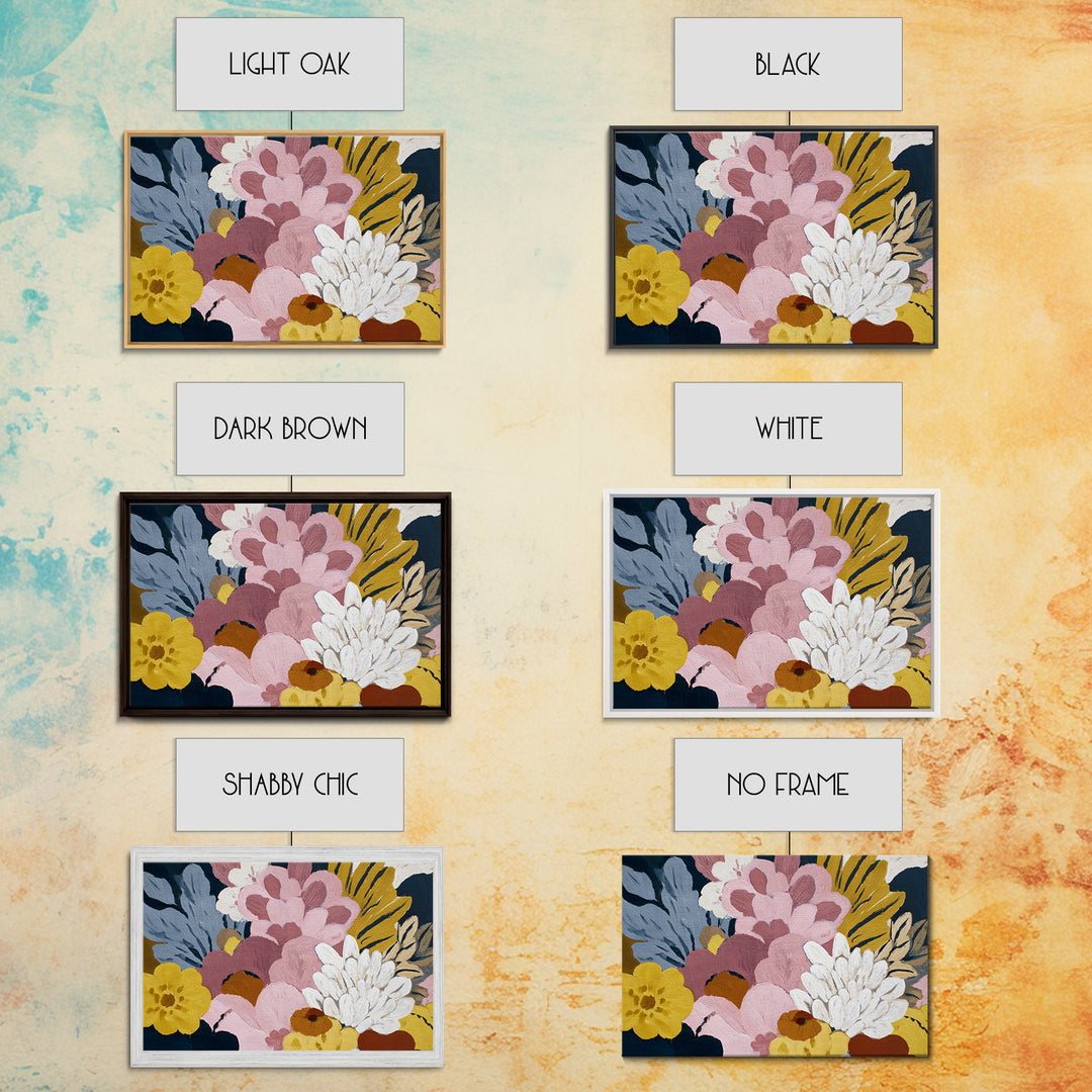 Monochrome Floral Bouquet Framed Canvas Print, Monochrome Art, Textured Wall Art, Living Room Decor, Mono, Wallpaper Mural, MON-3x2-70