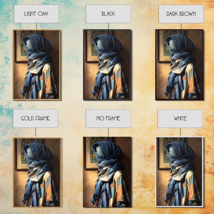 Tuareg Blue Scarf Portrait Framed Canvas Print, Moroccan Art, Modern Wall Art, Living Room Decor, Fine Art, Marrakesh, MOR-2x3-98