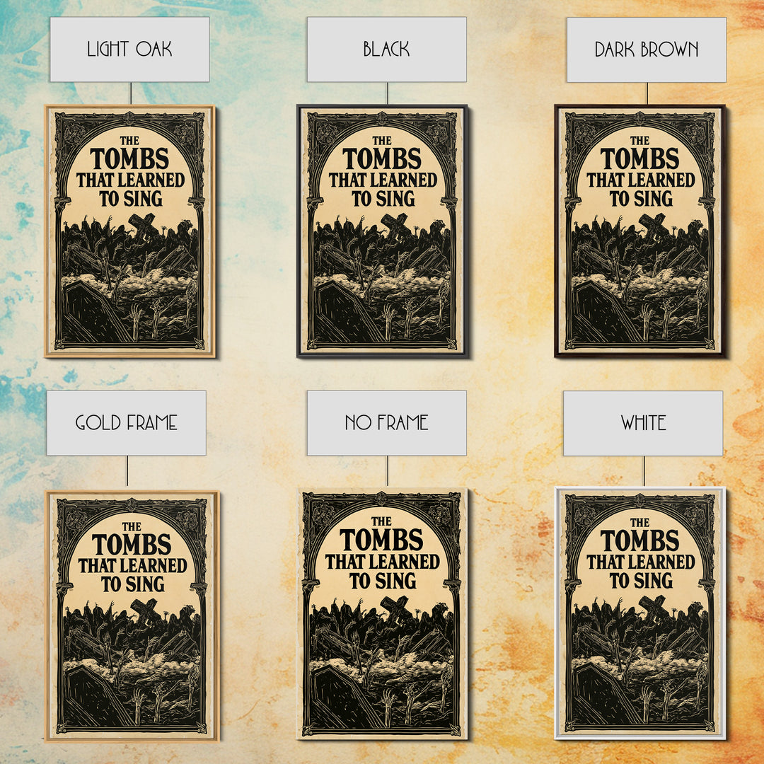 The Tombs That Learned To Sing, English Language Horror Movie Poster, Decadent Line Art, Gothic Cinema Wall Art