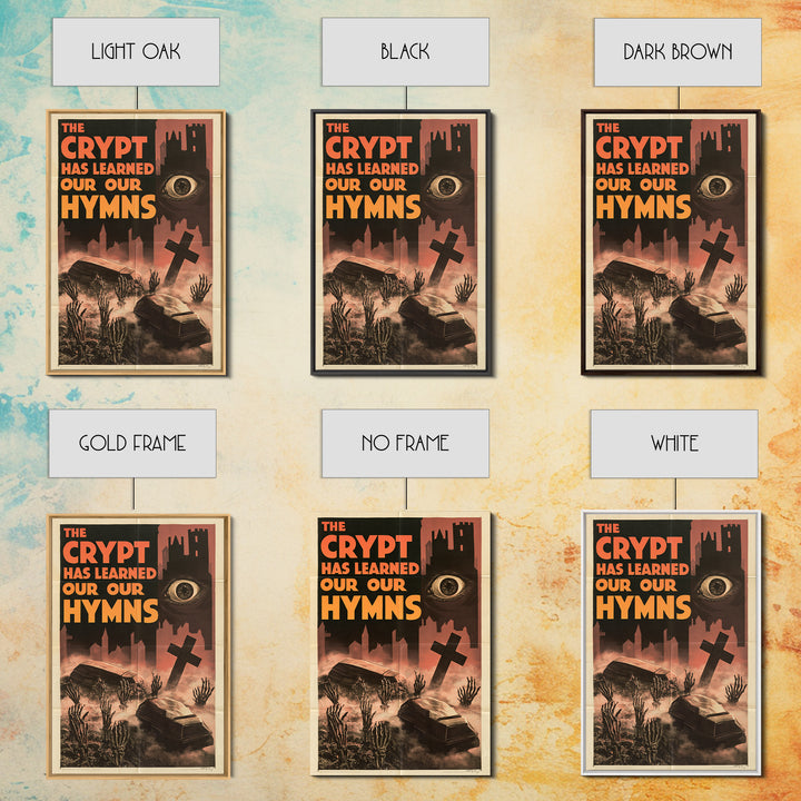 The Crypt Has Learned Our Hymns, English Language Horror Movie Poster, 1930s Horror Art, Classic Monster Poster, Framed Canvas Print
