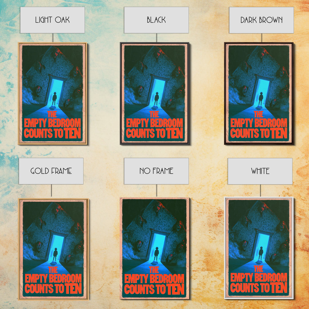 The Empty Bedroom Counts To Ten, English Language Horror Movie Poster, 1980s Vhs Nightmare Cover Inspired Art, Cult Horror Poster