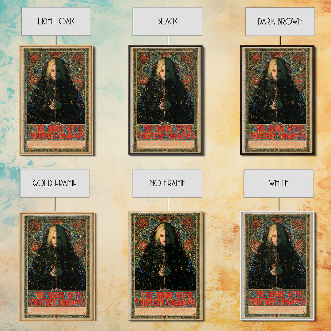 The Bride With Thirteen Shadows, English Language Horror Movie Poster, Stained Glass Gothic Art, Gothic Cinema Wall Art, Canvas Print