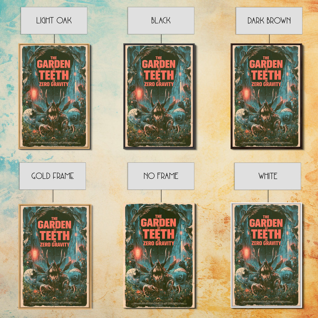 The Garden Of Teeth In Zero Gravity, English Language Horror Movie Poster, Giallo Horror Art, Gothic Cinema Wall Art, Framed Canvas Print
