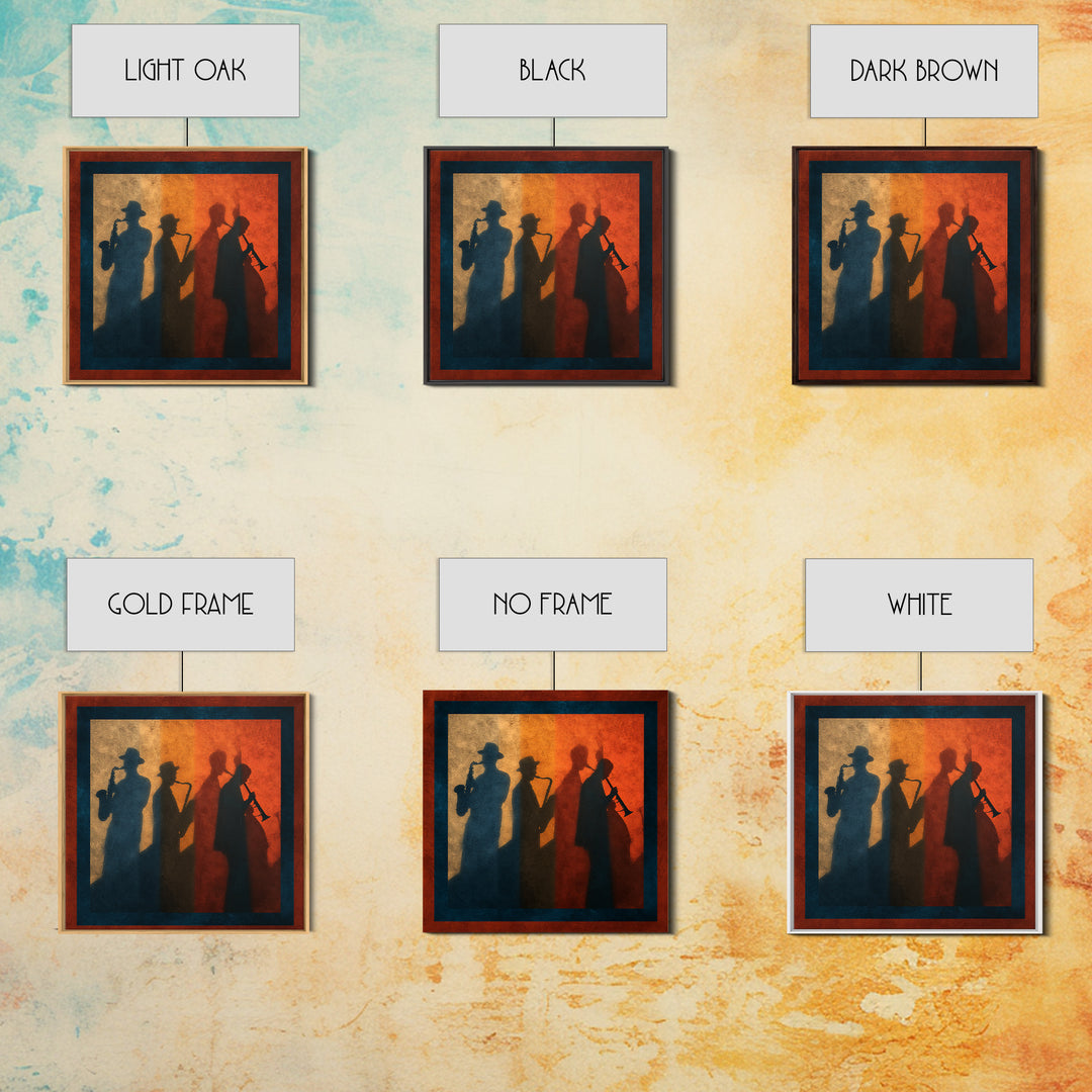 Jazz Quartet Silhouettes Canvas Print, Music Studio Art, Music Posters, Studio Decor, Oil Painting, Rhythm, Music Lover, MSA-1x1-22