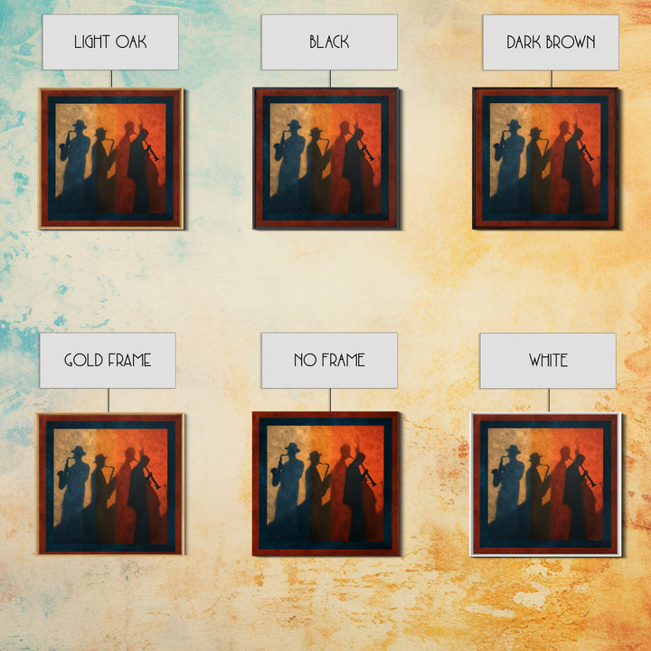Jazz Quartet Silhouettes Canvas Print, Music Studio Art, Music Posters, Studio Decor, Oil Painting, Rhythm, Music Lover, MSA-1x1-22