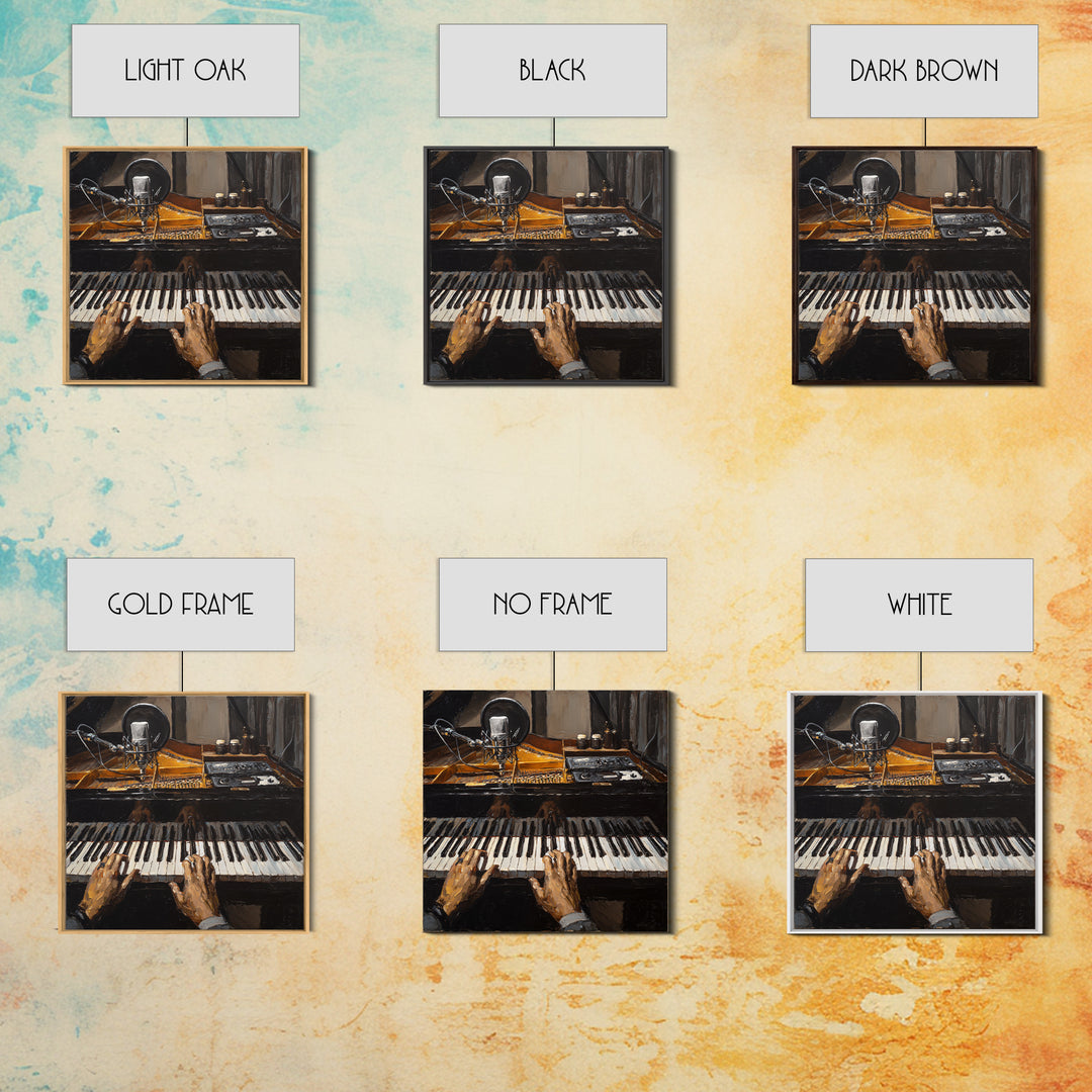 Piano Keys with Hands in Cinematic Shadow Canvas Print, Music Studio Art, Music Lover Gift, Studio Decor, Fine Art, Rhythm, MSA-1x1-5