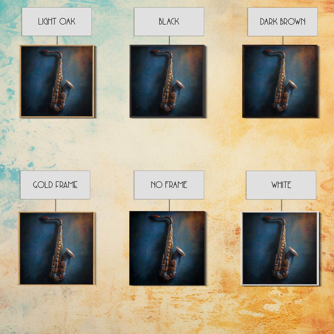 Jazz Saxophone with Smoky Blue Background Canvas Print, Music Studio Art, Personalized Art, Studio Decor, Fine Art, Rhythm, MSA-1x1-50