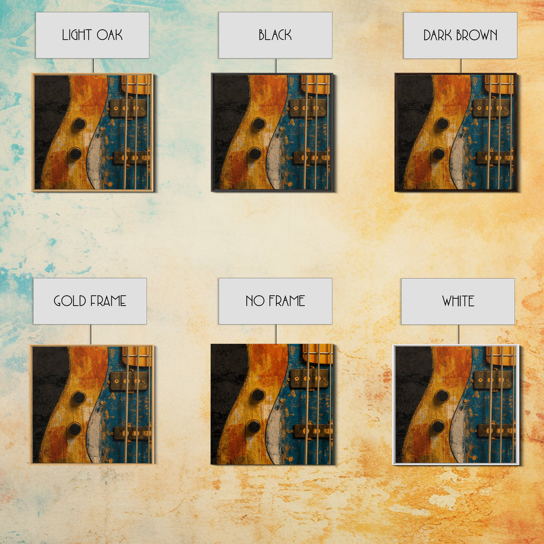 Bass Guitar Closeup Framed Canvas Print, Music Studio Art, Music Lover, Studio Decor, Oil Painting, Rhythm, Minimalist Decor, MSA-1x1-61