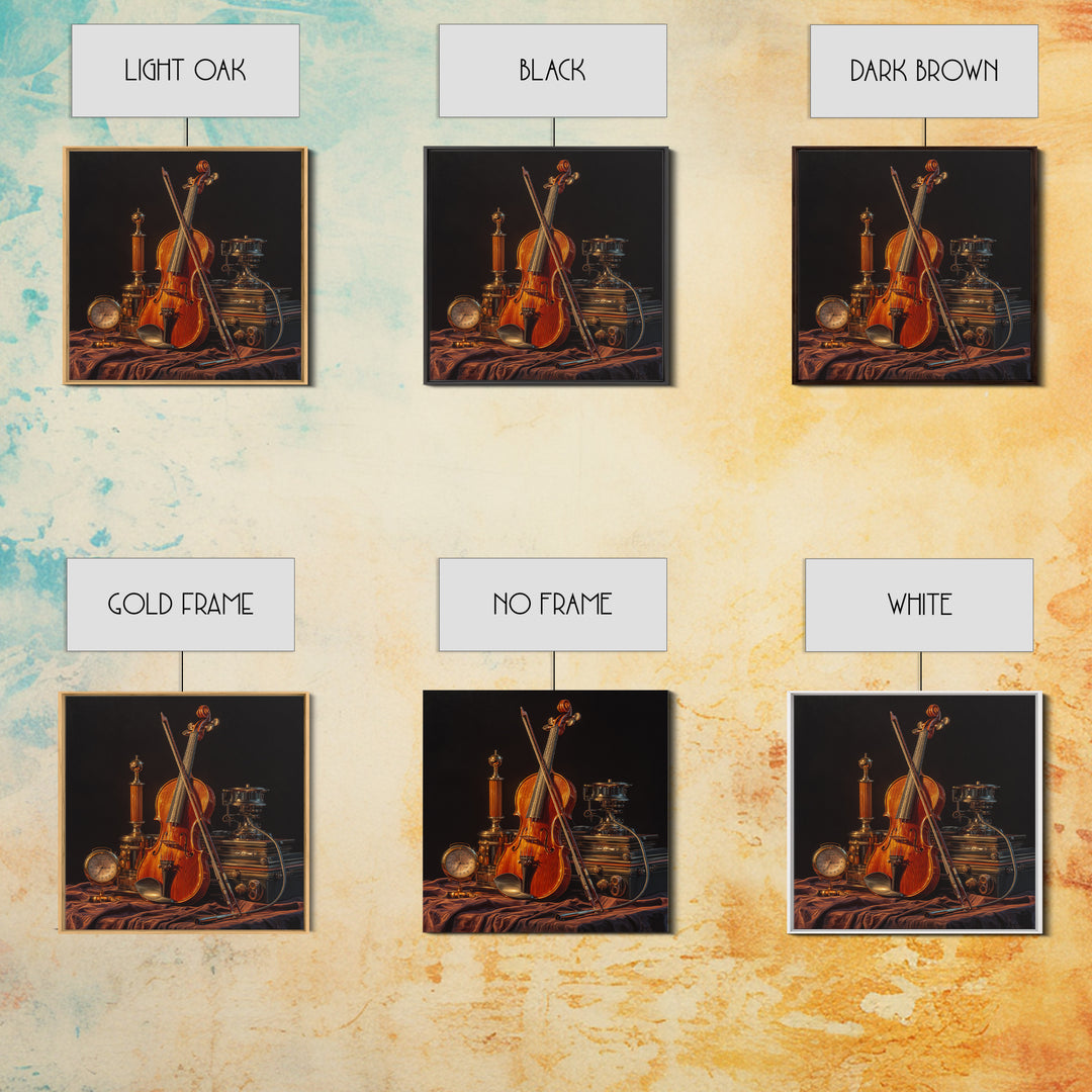 Violin and Bow Framed Canvas Print, Music Studio Art, Music Posters, Studio Decor, Fine Art, Rhythm, Music Lover, Gallery Decor, MSA-1x1-64