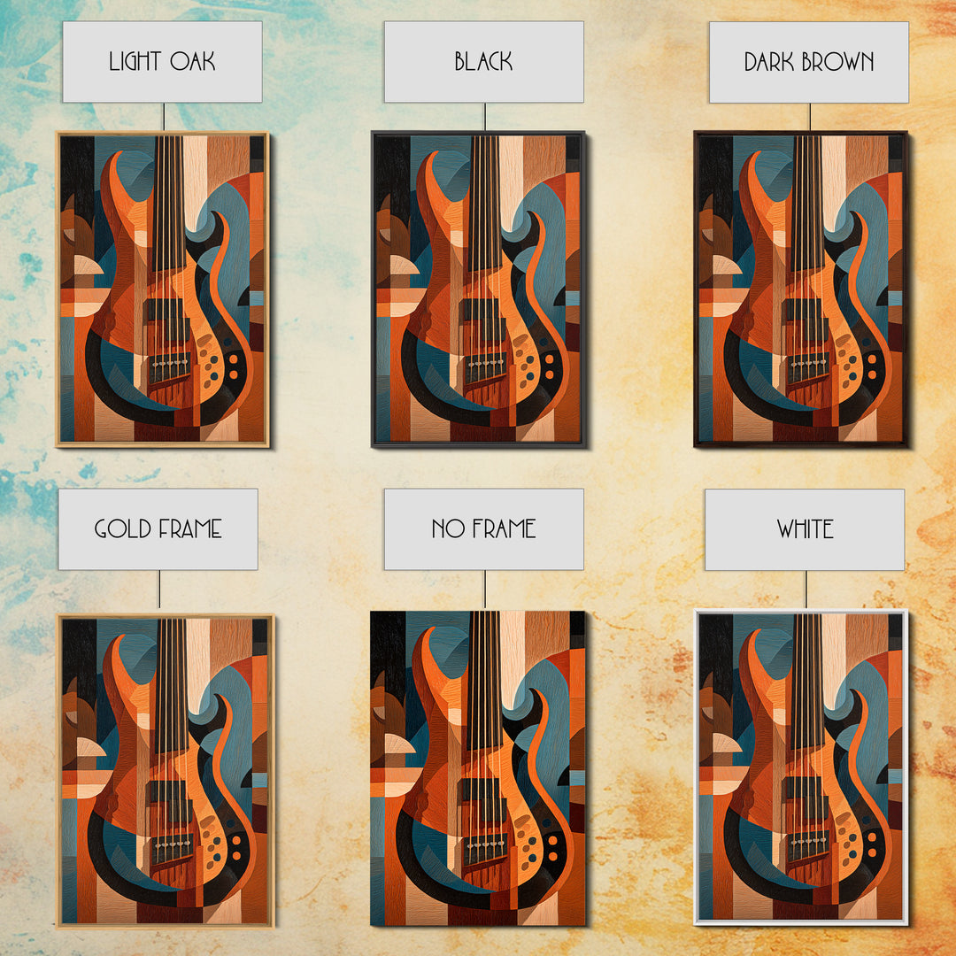 Bass Guitar Closeup Framed Canvas Print, Music Studio Art, Contemporary Art, Studio Decor, Oil Painting, Rhythm, Music Poster, MSA-2x3-21