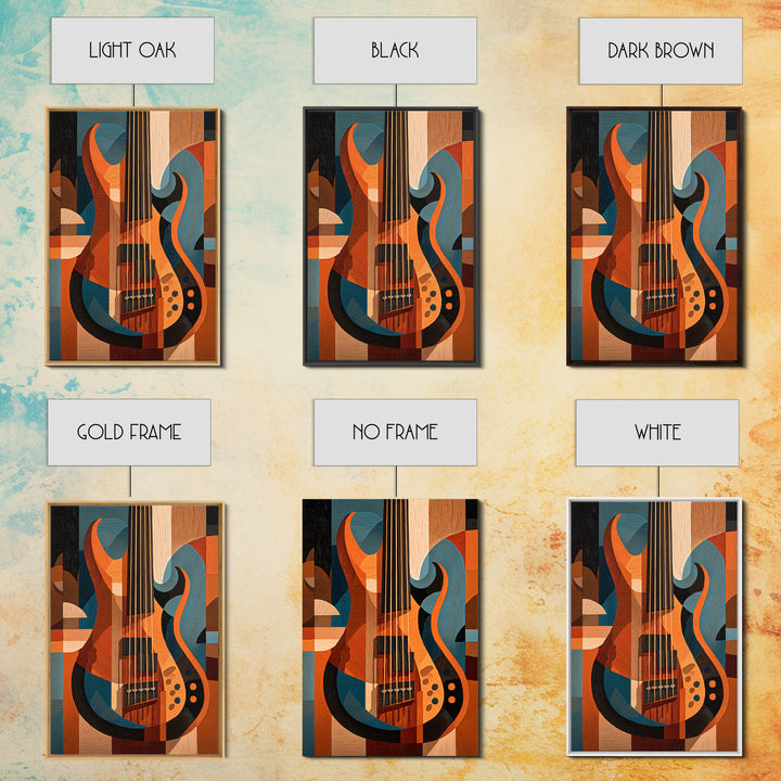 Bass Guitar Closeup Framed Canvas Print, Music Studio Art, Contemporary Art, Studio Decor, Oil Painting, Rhythm, Music Poster, MSA-2x3-21
