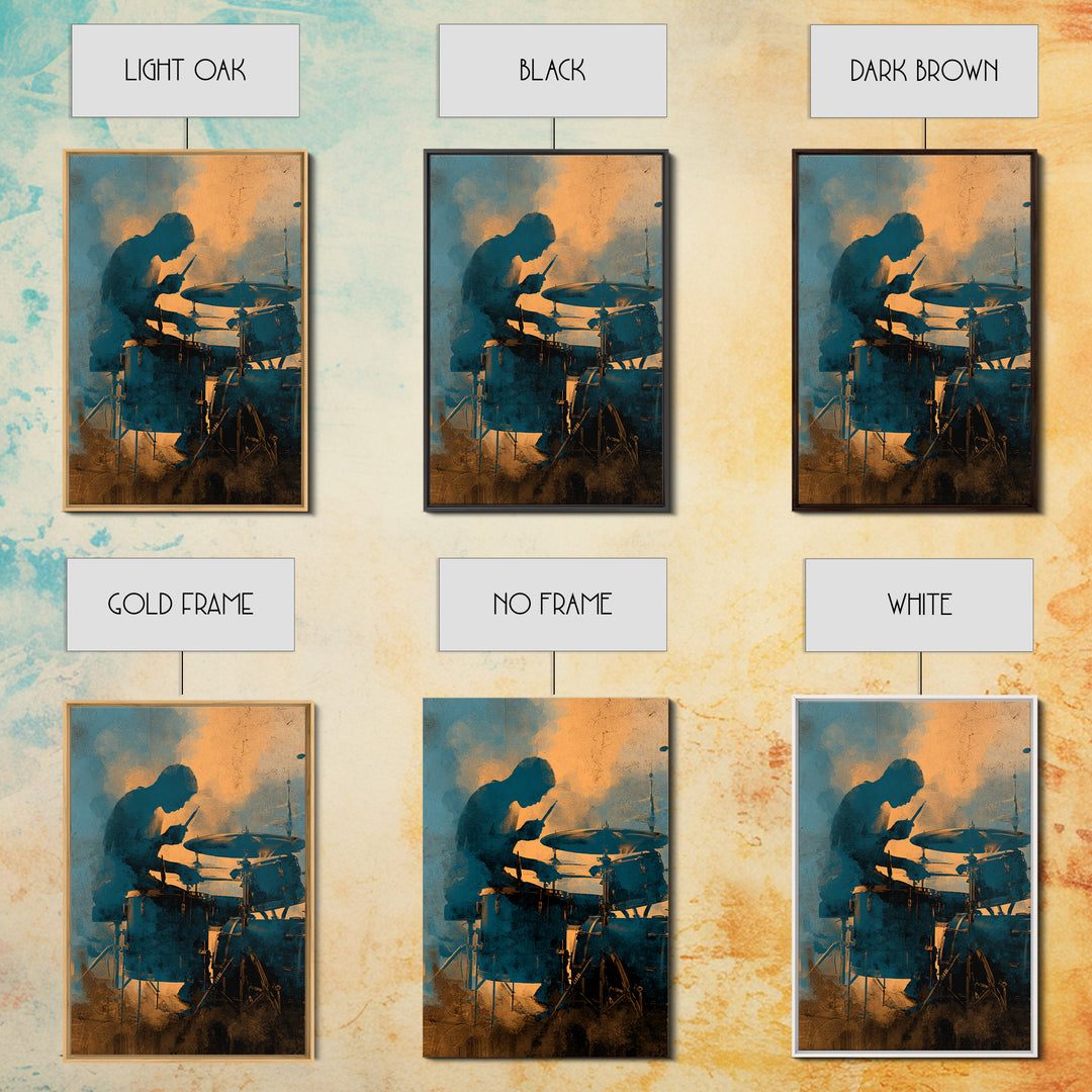 Drum Kit Silhouette Framed Canvas Print, Music Studio Art, Wall Art, Studio Decor, Fine Art, Rhythm, Trendy Wall Art, MSA-2x3-38