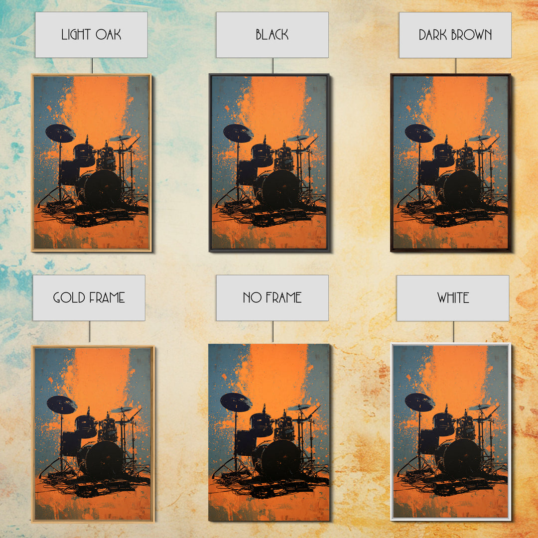 Drum Kit Silhouette Canvas Print, Music Studio Art, Art Commission, Studio Decor, Abstract Art, Rhythm, Watercolor Print, MSA-2x3-62