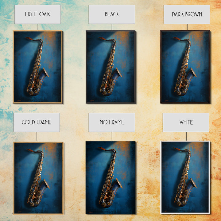 Jazz Saxophone with Smoky Blue Background Canvas Print, Music Studio Art, Metal Wall Art, Studio Decor, Fine Art, Rhythm, MSA-2x3-82