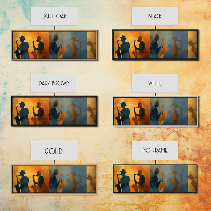 Jazz Quartet Silhouettes Canvas Print, Music Studio Art, Gallery Decor, Studio Decor, Oil Painting, Rhythm, Contemporary Art, MSA-3x1-62