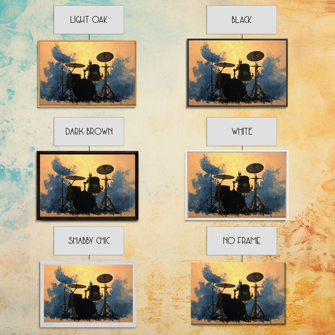 Drum Kit Silhouette Canvas Print, Music Studio Art, Music Posters, Studio Decor, Watercolor Art, Rhythm, Music Lover, MSA-3x2-34