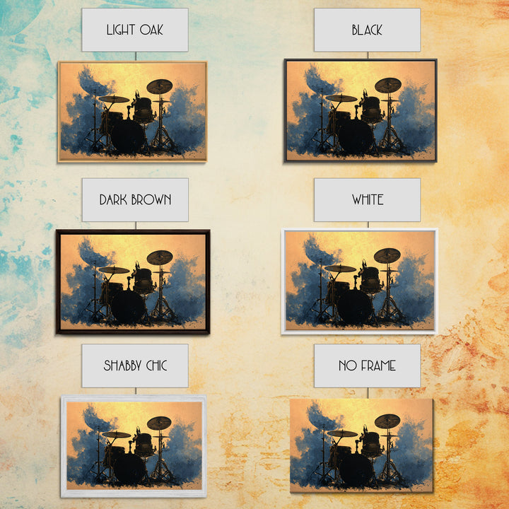 Drum Kit Silhouette Canvas Print, Music Studio Art, Music Posters, Studio Decor, Watercolor Art, Rhythm, Music Lover, MSA-3x2-34