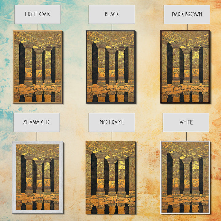 Ancient Greek Temple Columns, Canvas Gold Canvas Print, Classical Architecture Wall Art, Historic Decor, Real Wood Frame Artwork