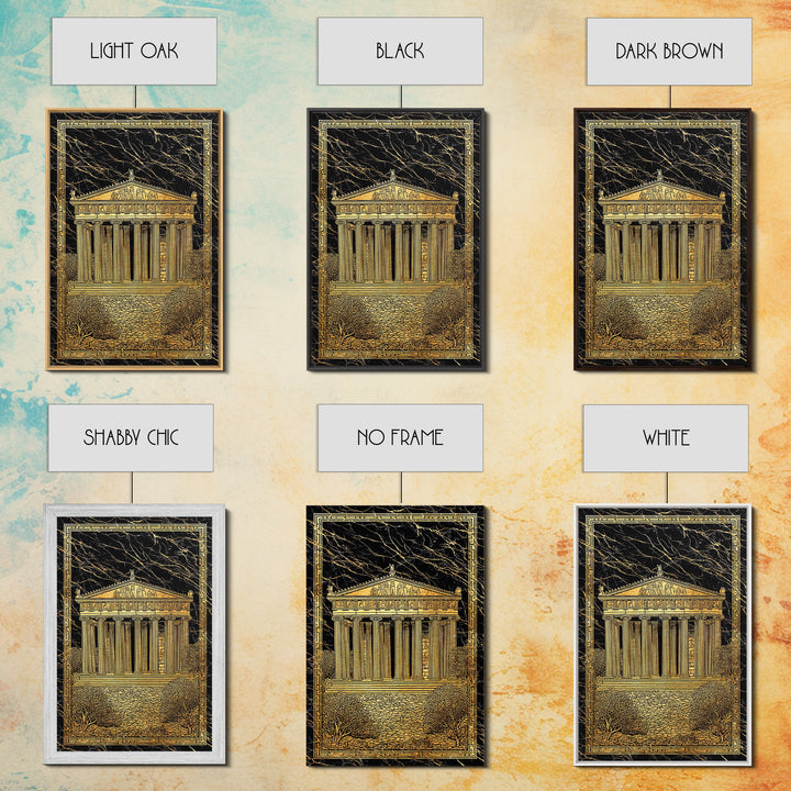 Parthenon Glory, Classical Greek Architecture, Canvas Gold Canvas Print, Real Wood Frame Wall Art