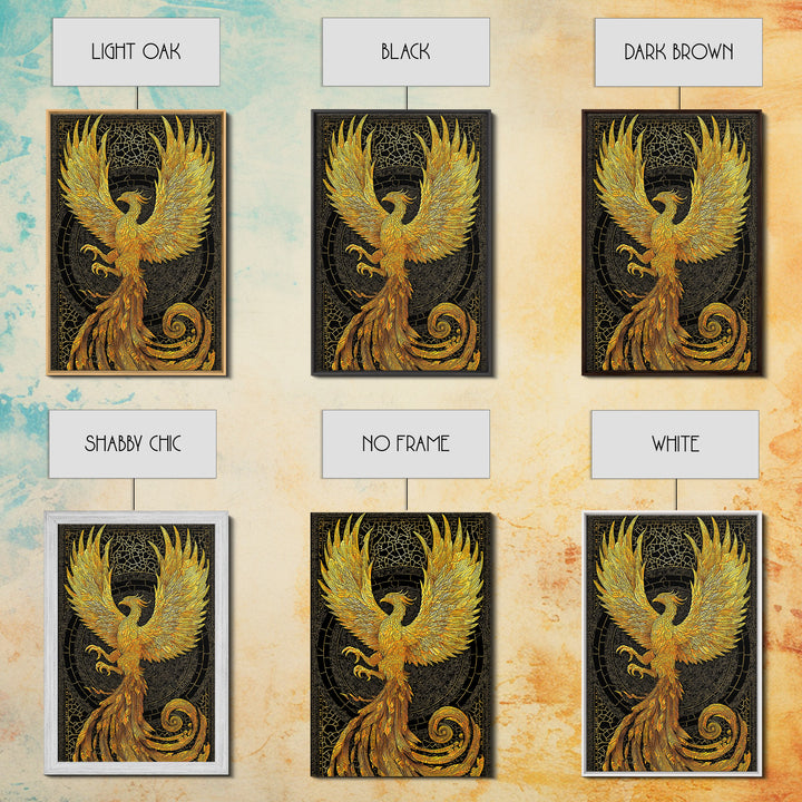 The Radiant Phoenix – Wings of Sunfire and Immortality, Canvas Art, Canvas Gold Print, Canvas Wall Art, Man Cave Decor