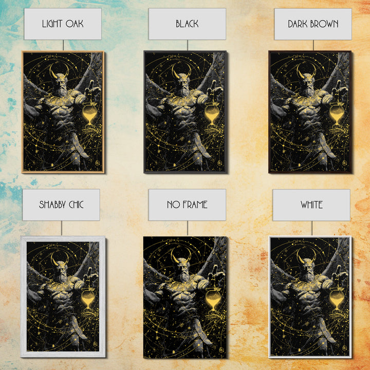 Astraeus Starry Night Mythology, Canvas Gold Art Print, Real Wood Frame, Greek Titan Wall Art, Astrology Inspired Decor