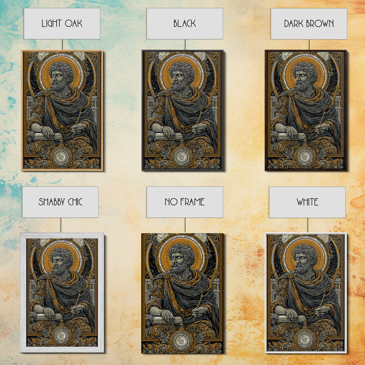 Roman Emperor Study Canvas Gold Canvas Print, Classical Greek God Art, Luxurious Mythology Wall Decor, Real Wood Frame