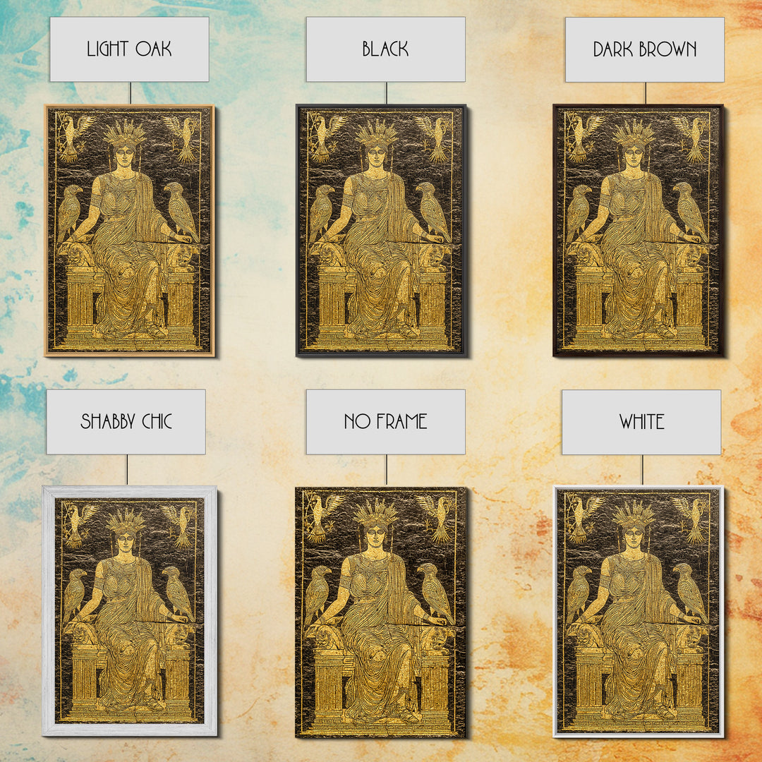 Ancient Goddess Hera Mosaic Canvas Gold Canvas Print, Mythology Inspired Art, Regal Home Decor, Wood Framed Wall Art