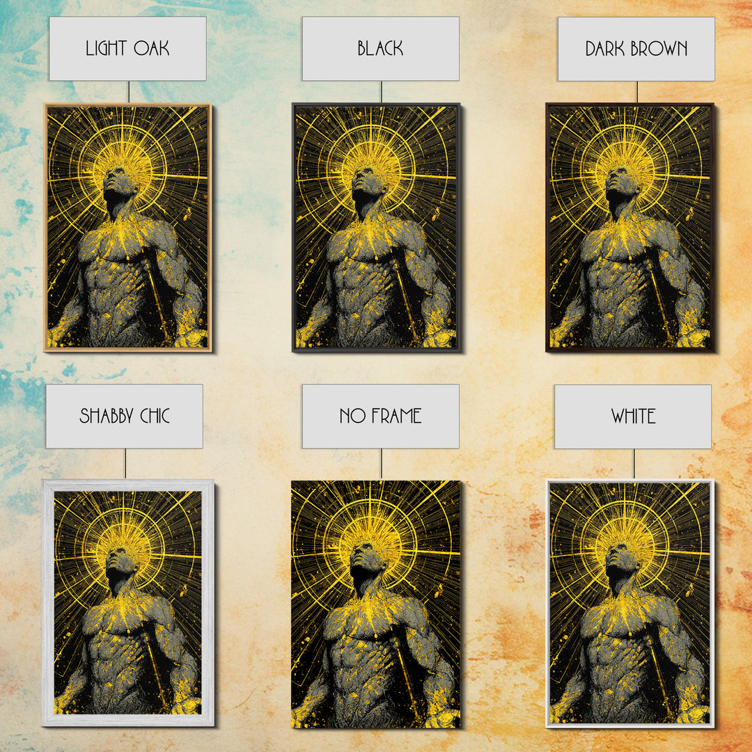 Ancient Greek Goddess Hera Mosaic, Mythology Throne Canvas Gold Art, Timeless Goddess Wall Print, Real Wood Frame