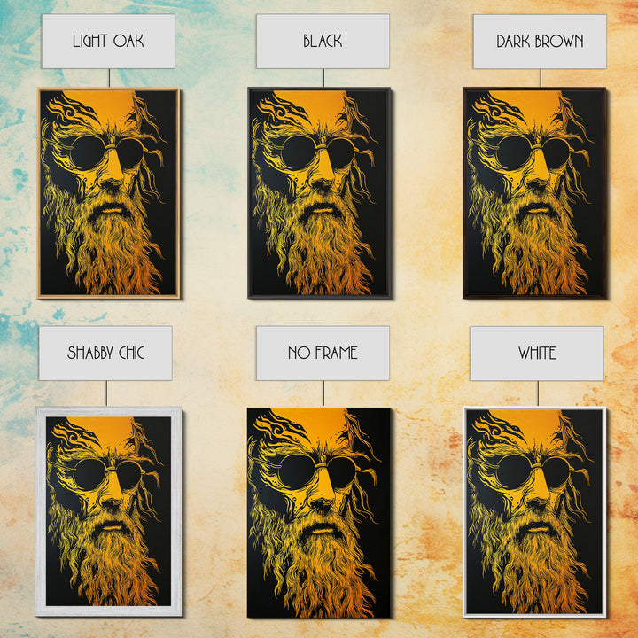 Odin Norse God Canvas Gold Canvas Print, Viking Mythology Wall Art, Real Wood Frame, Ancient Warrior Norse Decor For Home