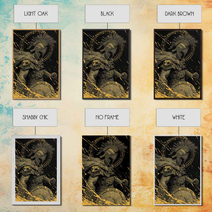 Ares Canvas Gold Canvas Print, Greek God Of War Art, Real Wood Frame, Warrior Decor, Mythology Luxury Canvas Artwork