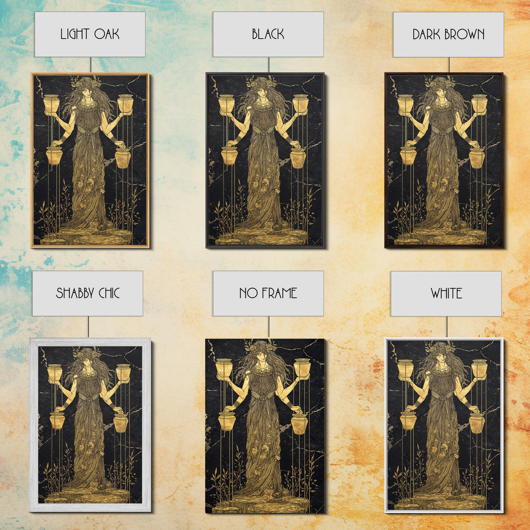 Divine Water Bearer Canvas Gold Canvas Print, Celestial Mythology Art, Astrology Wall Decor, Real Wood Frame, Elegant Gift