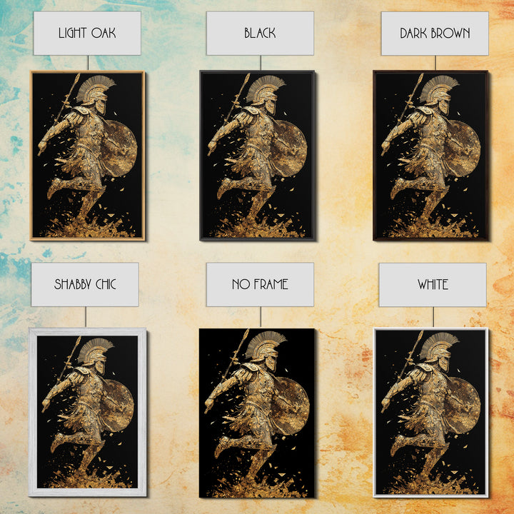 Shattered Roman Soldier, Canvas Gold Canvas Print, Mythology Inspired Warrior Wall Art, Real Wood Framed Print