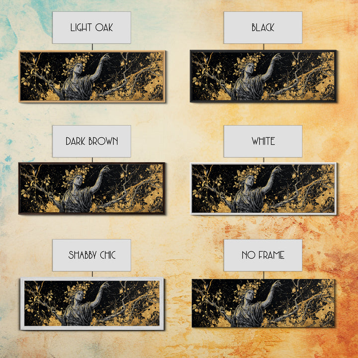 Persephone Harvest Gold Canvas Print, Goddess Wall Art, Real Wood Frame, Mythology Artwork For Home Or Office