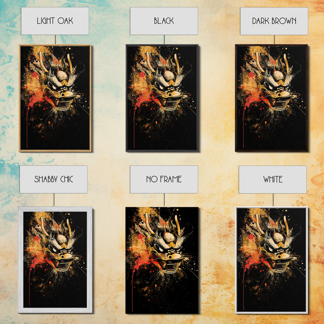 Native Headdress Mask Gold Canvas Art, Tribal Inspired Splatter Face Print, Bold Ethnic Wall Decor, Real Wood Frame