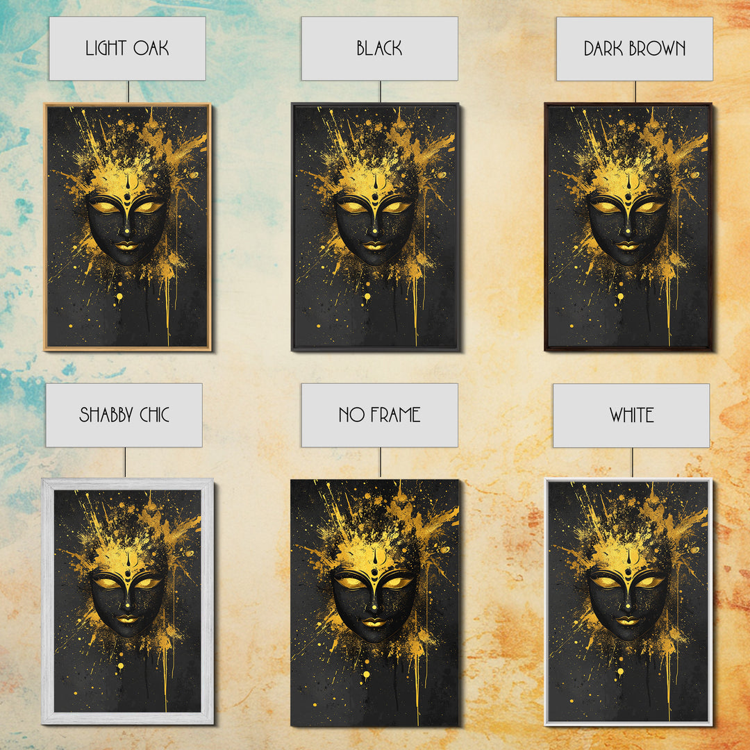 Goddess Face Gold Canvas Print, Spiritual Wall Decor, Sacred Feminine Art, Real Wood Framed Modern Gold Artwork