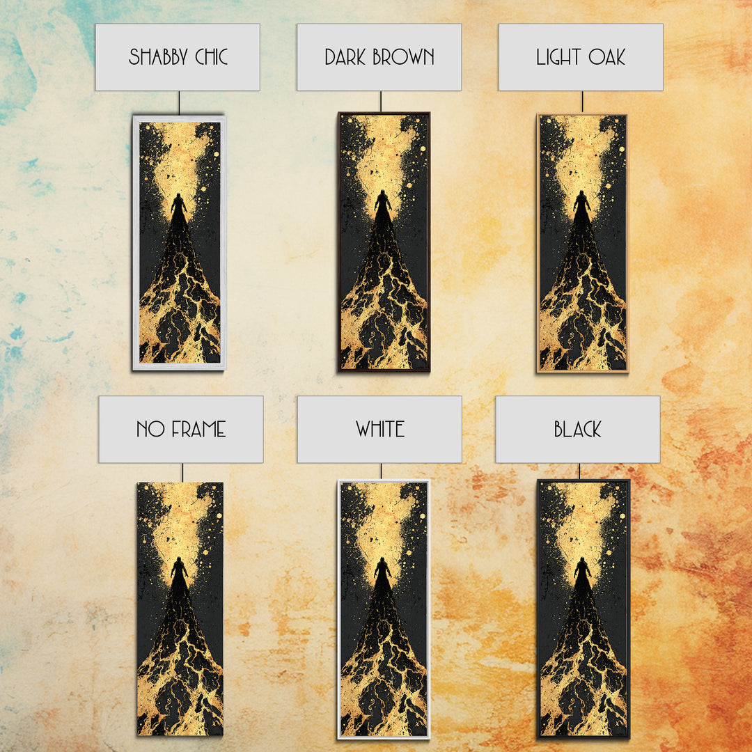 Ascendant Warrior Norse Canvas Gold Art Canvas Art, Viking Mythology Wall Decor for Man Cave or Office, with wood framing