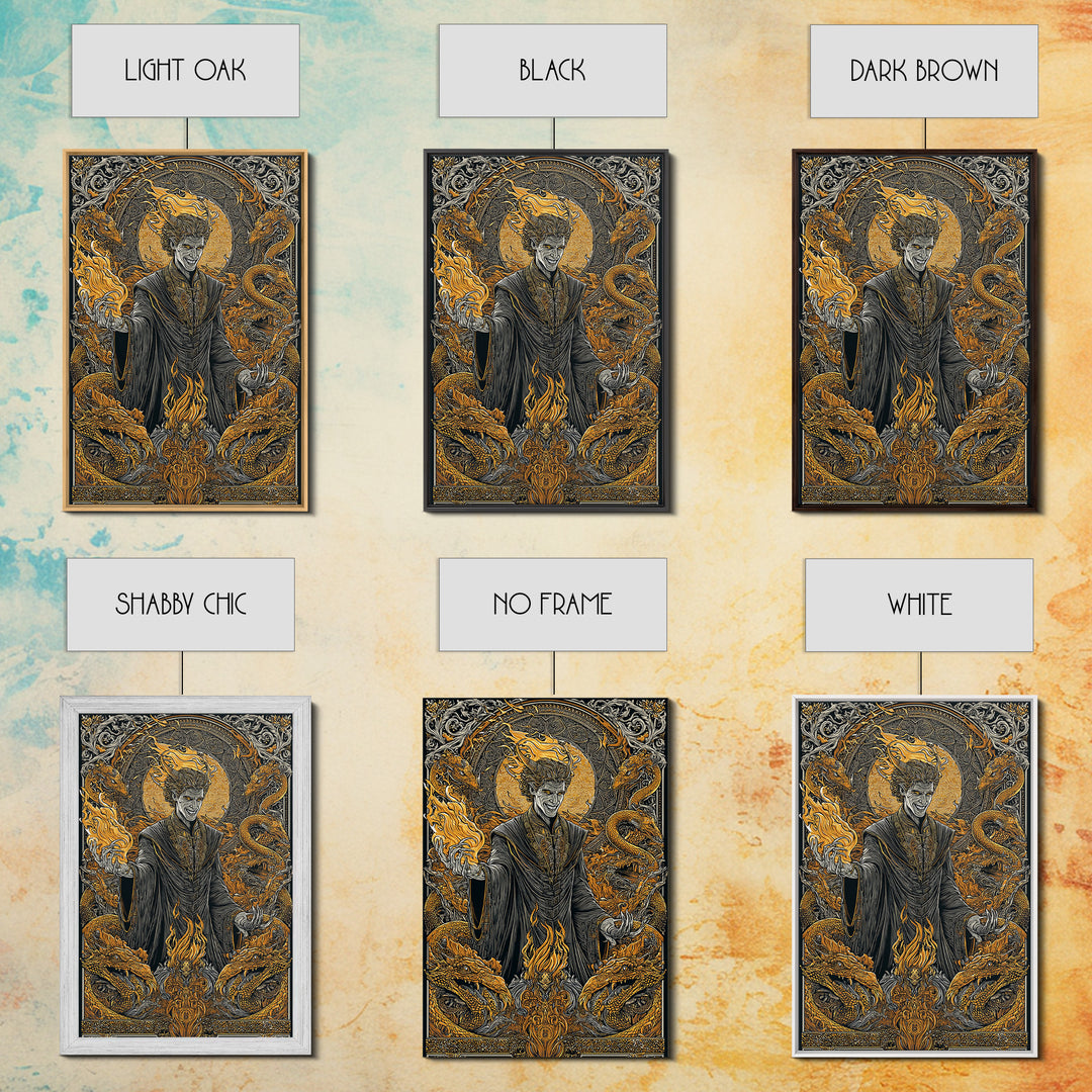 Loki Mythology Canvas Gold Art Canvas Art | Norse Trickster God Viking Decor | Office Wall Art framed with wood