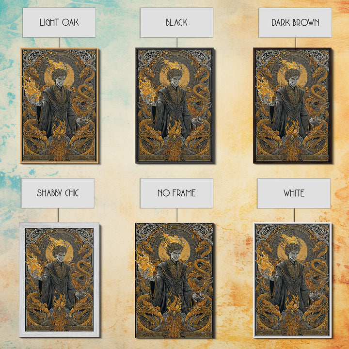 Loki Mythology Canvas Gold Art Canvas Art | Norse Trickster God Viking Decor | Office Wall Art framed with wood