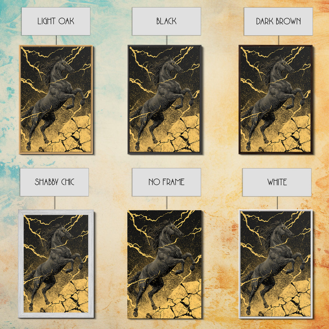 Nordic Sleipnir Horse of Odin Canvas Art Canvas Gold Art Wall Decor Dad Gift Mythology Office Art with handcrafted wood frame