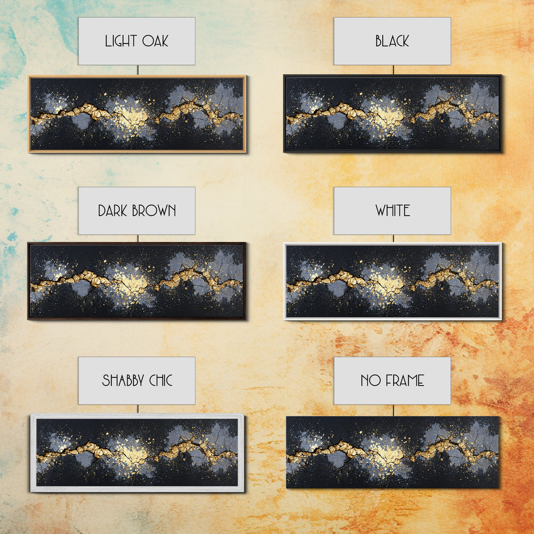 Cracked Stone Nordic Wall Canvas Gold Art Canvas Art, Viking Mythology Office Art Man Cave Decor, with real wood frame