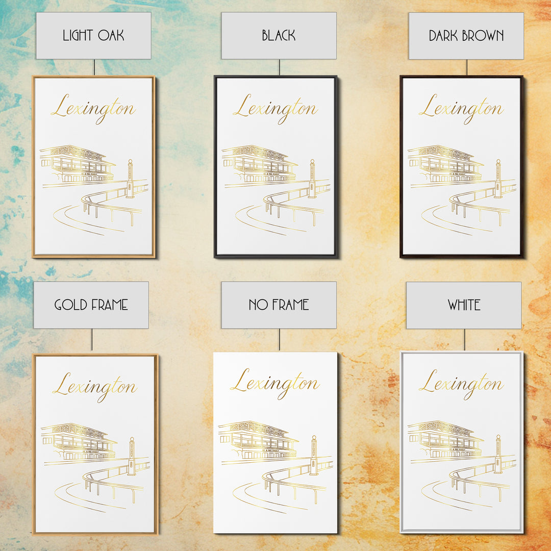 Lexington Travel Poster, Canvas Print, Gold Outline Poster Art, Lexington Wall Art, Gift For Travelers, Vintage Travel Print, Art Print