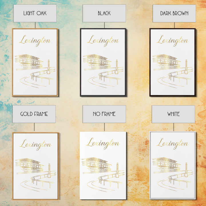 Lexington Travel Poster, Canvas Print, Gold Outline Poster Art, Lexington Wall Art, Gift For Travelers, Vintage Travel Print, Art Print
