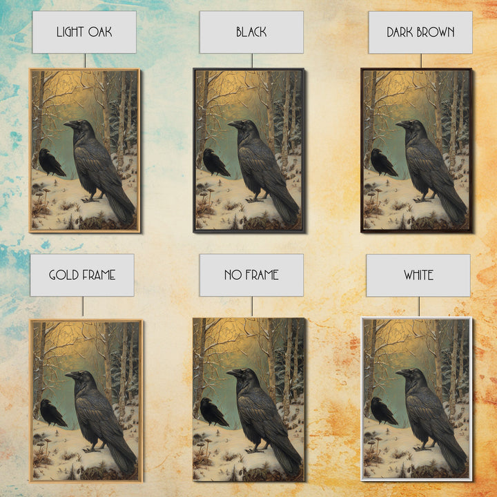 Odin Raven Pair Framed Canvas Print, Mythological Art, Room Decor, Living Room Decor, Fine Art, Legend, Art Print, Digital Art, MYT-2x3-51