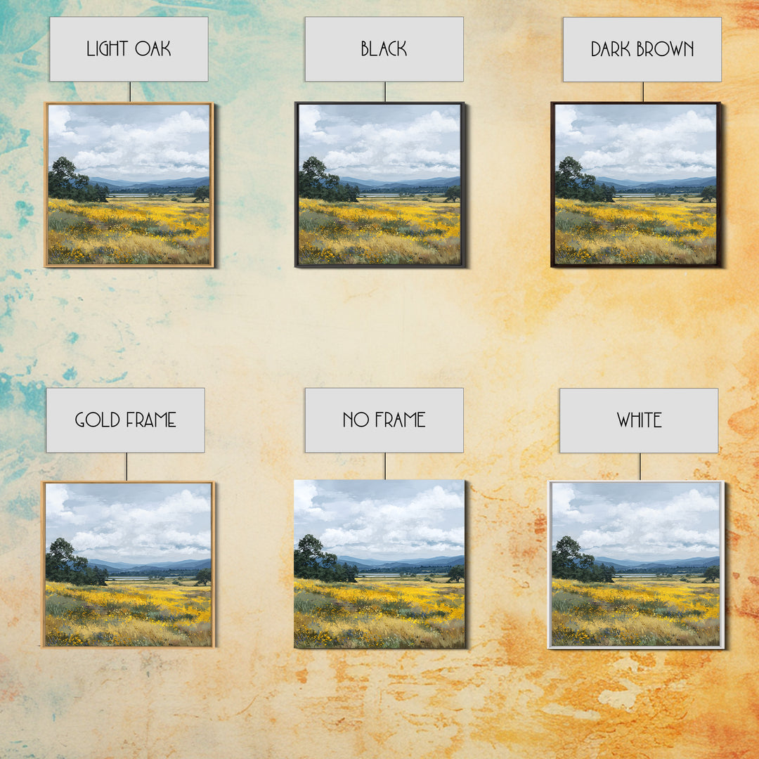 Wildflower Meadow under Soft Summer Sky Canvas Print, Nature Art, Boho Decor, Living Room Decor, Fine Art, Nature, Wall Decor, NAT-1x1-98