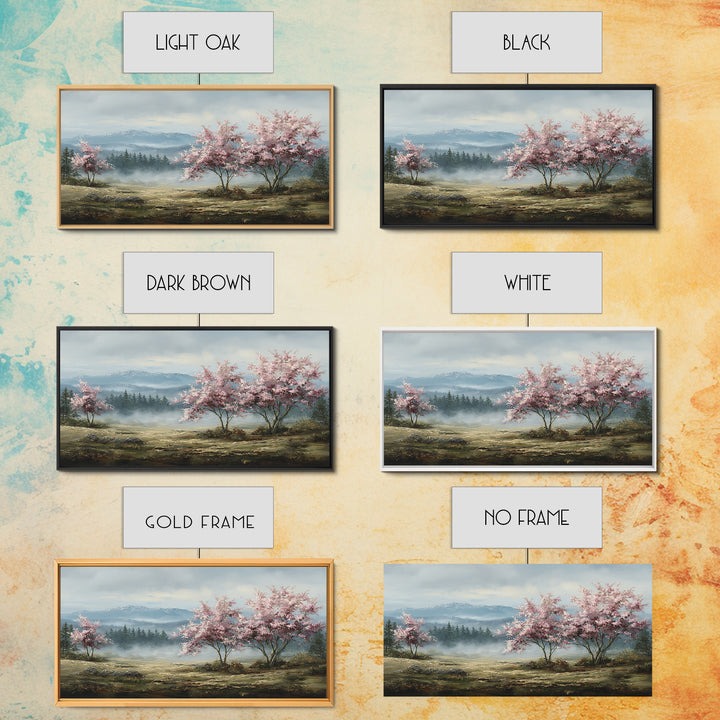 Spring Cherry Blossoms Framed Canvas Print, Nature Art, Art Print, Living Room Decor, Fine Art, Nature, Printable Wall Art, NAT-2x1-12